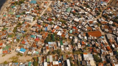 Manila, yoksul bölgesi havadan görünümü gecekondu. Filipinler, Manila