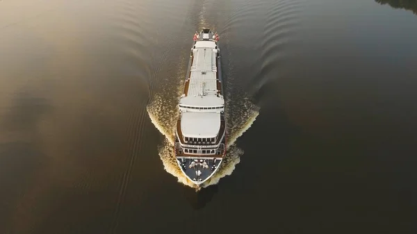 Cruise ship on the river.Aerial view