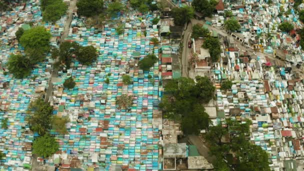 Manila Norra kyrkogården flygfoto. — Stockvideo