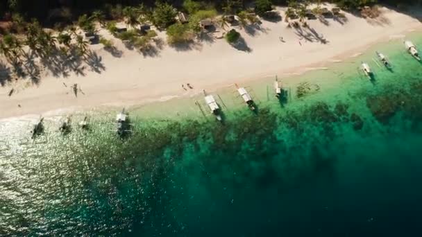 Havslandskap med tropisk strand och hav. — Stockvideo