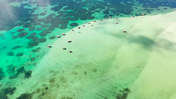 Manlawi Sandbar floating cottages in Caramoan Islands. — Stock Footage Manlawi Sandbar floating cottages in Caramoan Islands. Stock Video