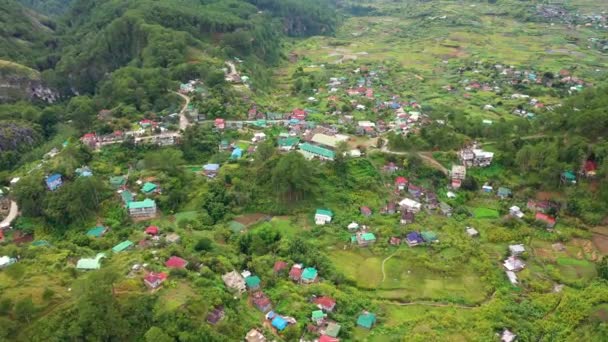 Vista aérea de la ciudad de Sagada, situado en la provincia montañosa de Filipinas. — Vídeos de Stock