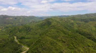 Mountain landscape with rainforest, aerial view. Mountains on Leyte Island, Philippines.