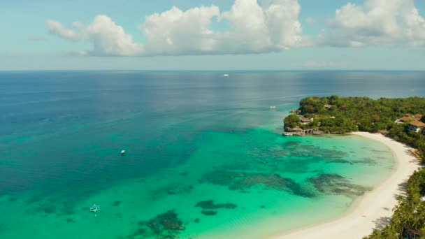 Boracay eiland met wit zandstrand, Filippijnen — Stockvideo