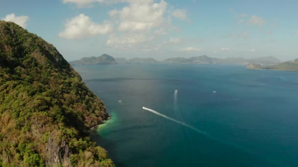 Seascape com ilhas tropicais El Nido, Palawan, Filipinas — Vídeo de Stock