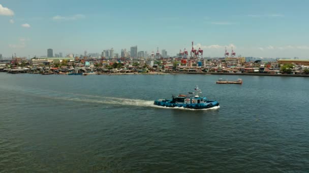 City of Manila, the capital of the Philippines with modern buildings. aerial view. — Stock Video