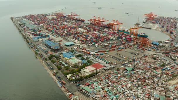 Sanayi limanı konteynırları, Manila, Filipinler. — Stok video