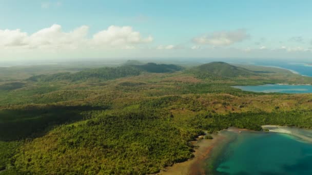 Línea costera en la isla tropical. Isla Balabac, Palawan — Vídeo de stock