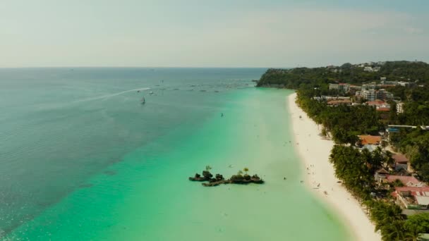 Boracay eiland met wit zandstrand, Filippijnen — Stockvideo