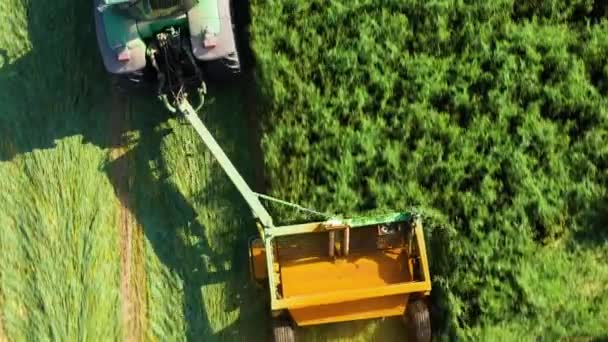 装有机械化盘式割草机的拖拉机 — 图库视频影像