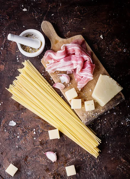 Makarna Carbonara malzemeler — Stok fotoğraf