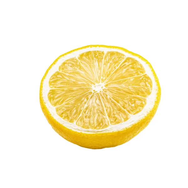Макро крупним планом фото скибочок лимонних фруктів ізольовані на білому тлі — стокове фото