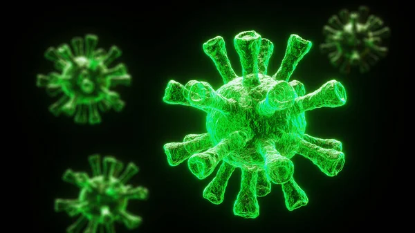 3d render of Dangerous coronavirus Sars Mers COVID-19 infection medical illustration. Respiratory virus pandemic 2020. — Stock Photo, Image