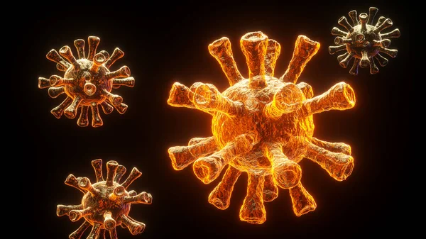 3d renderização de coronavírus perigoso Sars Mers COVID-19 infecção ilustração médica. pandemia do vírus respiratório 2020 . — Fotografia de Stock