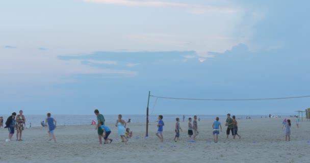 Liten grupp barn spelar volleyboll — Stockvideo