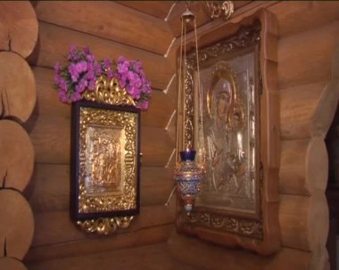 İki altın seyir simge Saint Mary tüm tapınak Aziz Ortodoks Hıristiyanlık Kiev ait olma