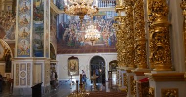 Kiev, Ukrayna kutsal bakire Meryem varsayım büyük kilisede Patriarchial katedral toplama muhteşem duvar resmi