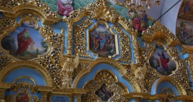 Ukrayna Kiev Perchersk Lavra için Ortodoks Hıristiyan kilise ait benzersiz küçük İkonostasisin