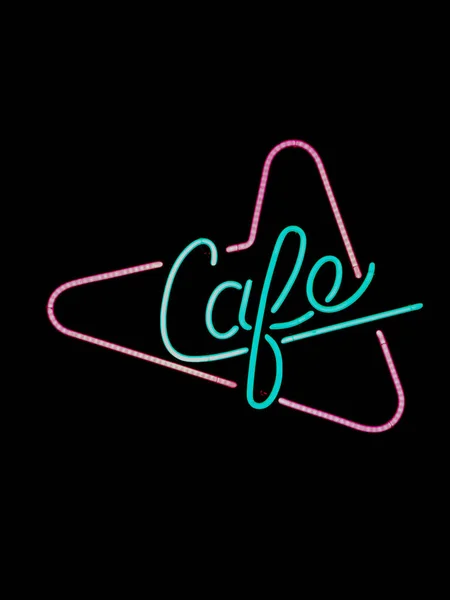 Black and red neon cafe sign on black background — Stock Photo, Image