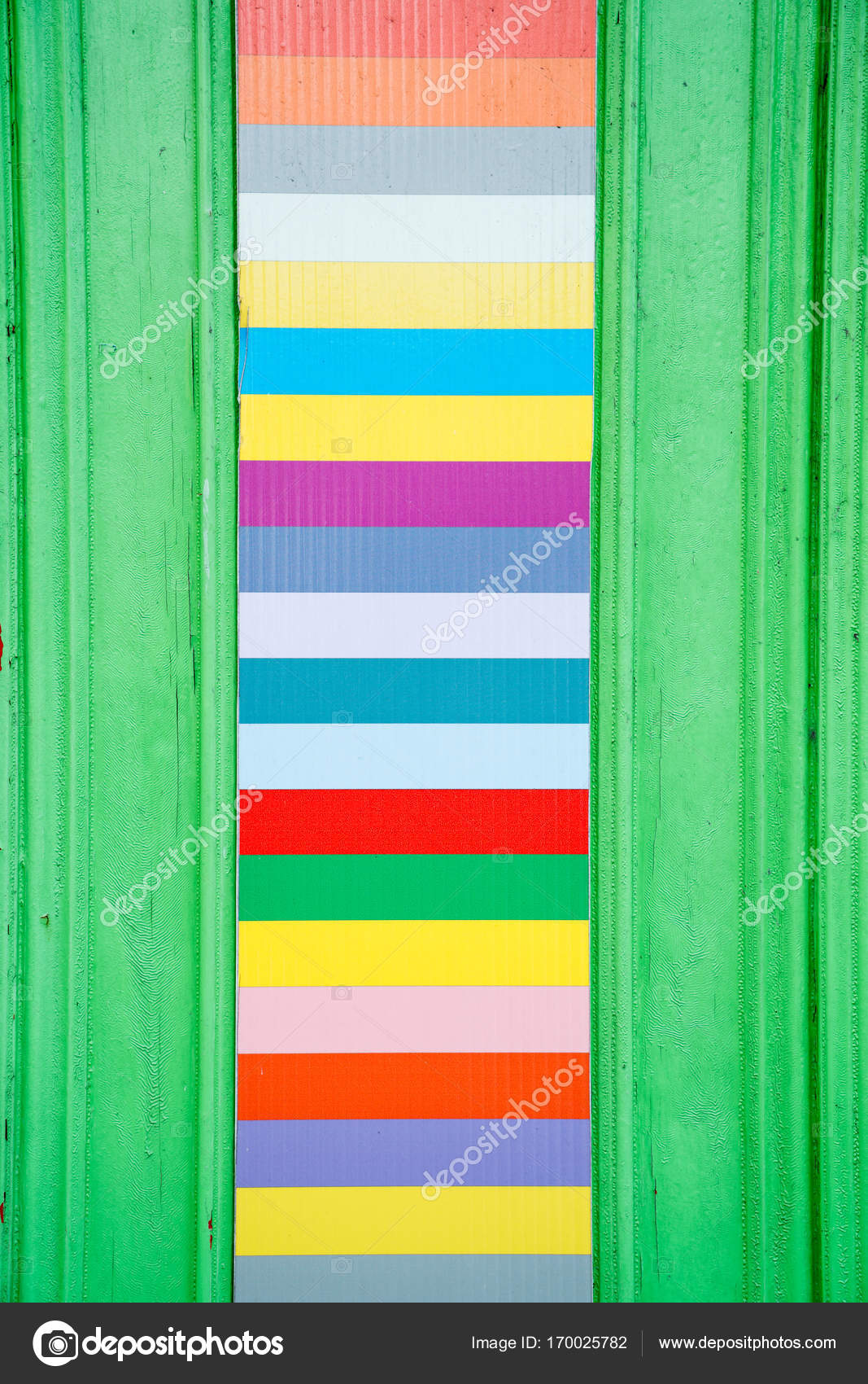 Bright Colour Stripes Between Green Frame Stock Photo