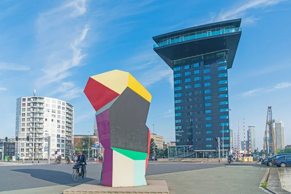 Multi-colored sculpture cubic sculpture in Erasmuburg district — Stock Photo, Image