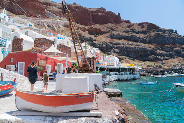 Rustic waterfront down by Ammoudi Bay on Greek Island of Santori