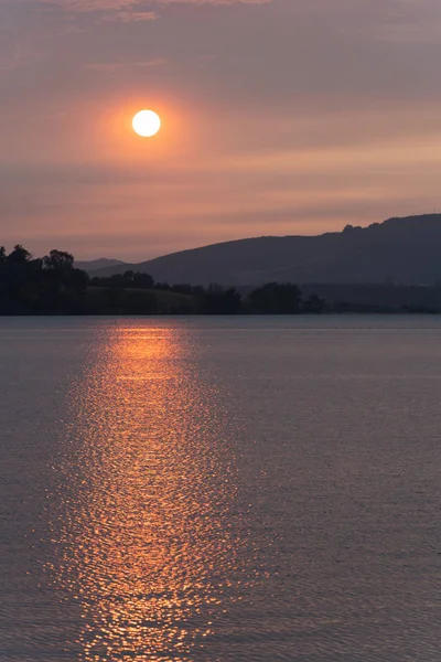 Rauch Verursachte Orangen Himmel Bei Sonnenaufgang Über Neuseeland Verursacht Durch — Stockfoto