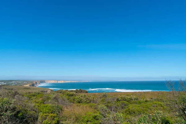 Lange Afgrond Langs Kust Van Great Ocean Road Aan Zuidkust — Stockfoto