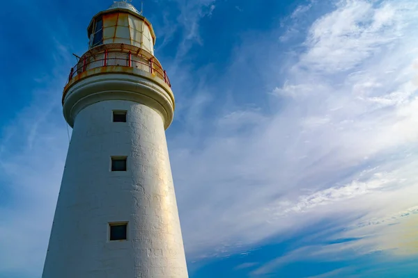 Cape Otway Historic Lighthouse Catces Setting Sun Shade Sides Southern — Stock Photo, Image