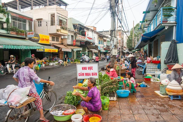 Can Tho Vietnam October 2013 City Street Lined Both Sides — Stock Photo, Image