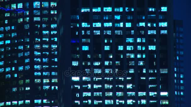 Ventanas de oficina Luces, Cerrar — Vídeo de stock