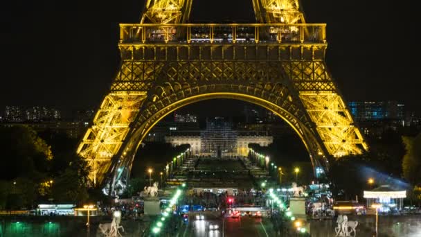 Eiffel Champ Mars Time Lapse Epic Long Iens Time Lapse — Video Stock