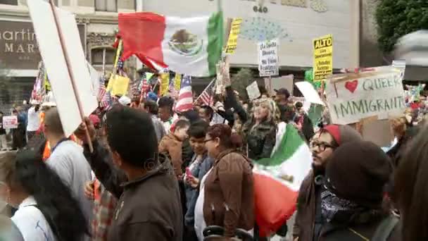Митинг по иммиграции DTLA — стоковое видео