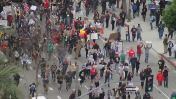 Protest promenader av polisen — Stockvideo