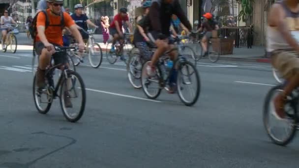 Bicyclists Riding, Streetside — Stock Video