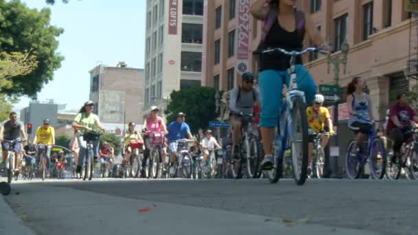CicLAvia Approaches in DTLA — Stock Video