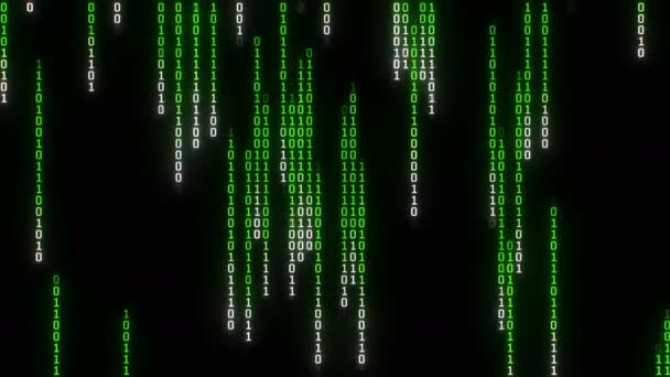 Lluvia binaria de matriz, pixelada — Vídeo de stock