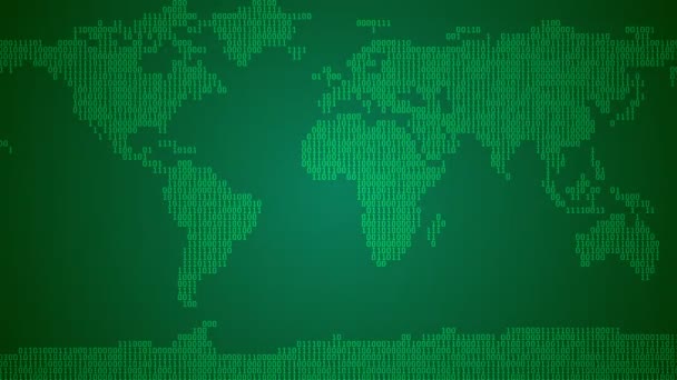 Mapa binario del mundo - Verde oscuro — Vídeo de stock