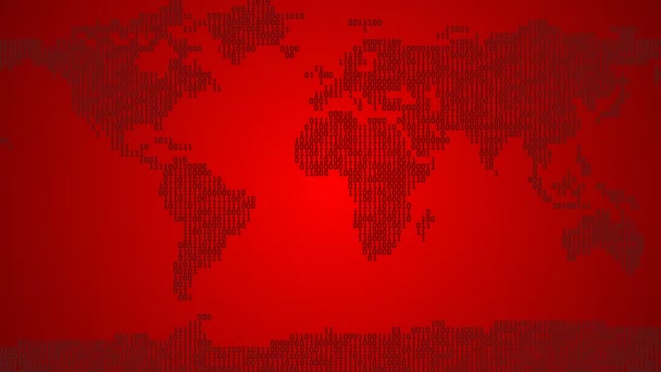 Binaire wereldkaart - licht rood — Stockvideo