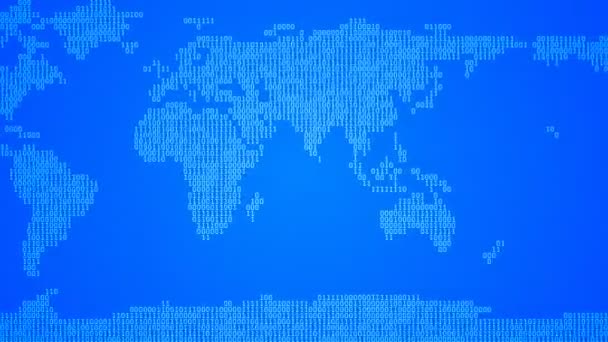 Binary World Map, Scroll - Dark Blue — Stock Video