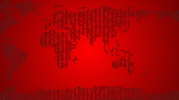 Mapa del mundo binario, Pergamino - Rojo claro — Vídeo de stock