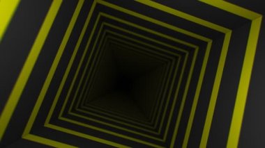 Sarı çizgili Infinity kutusu (25fps). Anksiyete hissi oluşturma bir siyah ve sarı çizgili tünelden hareketli arka plan.