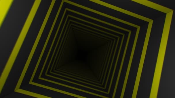 Yellow Striped Infinity Box 60Fps Абстрактный Фон Движущийся Через Черно — стоковое видео