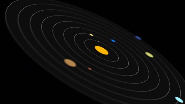 매크로 Solor 시스템 다이어그램 태양계에서 궤도의 다채로운 필드의 깊이와 매크로 — 비디오