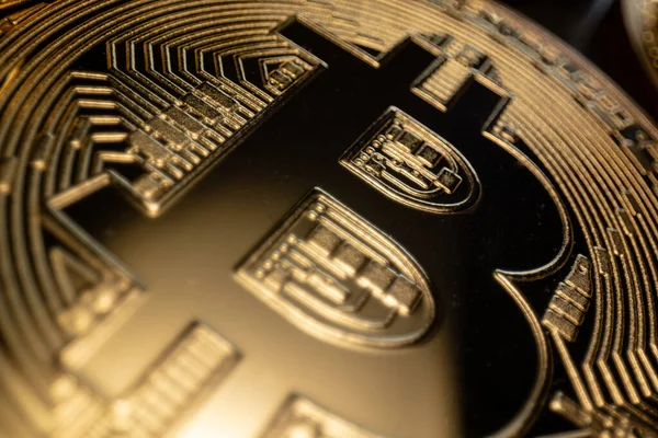 Macro Bitcoin Extremo Primer plano — Foto de Stock