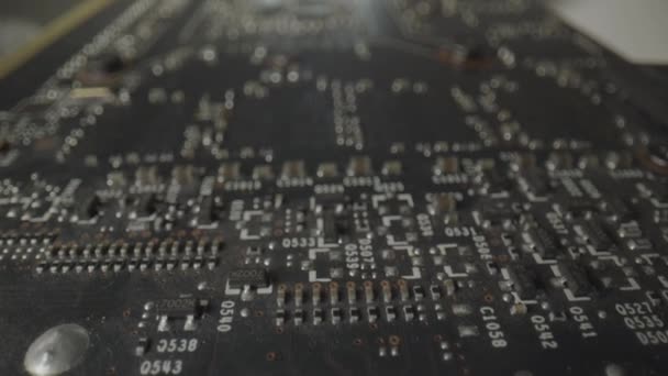 Bit Coin Circuits Wide Macro Lens Extreme Close Ecu Moving — Stok video