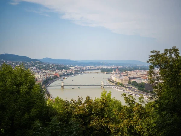 Pest Boční Pohled Shora Zachytit Budína Hill Budapešť Maďarsko — Stock fotografie