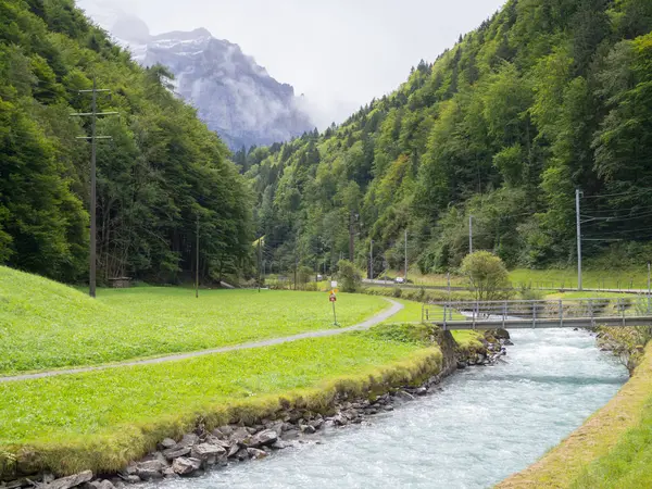 Curso Agua Naturaleza Montañas Suiza — Foto de Stock