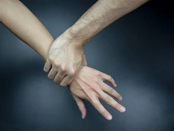 Hand Catching Others Wrist Getting Caught — Stock Photo, Image