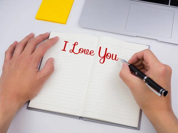 Love You Written Note Book Desk — Stock Photo, Image